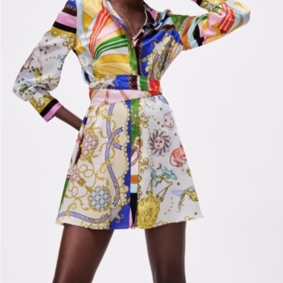 Zara Dresses & Skirts - Zara Multicolor Long Sleeve Dress Astronomy Dress in xs